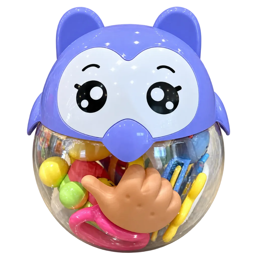 [3176] ست جغجغه عروسکی خمره ای جغد baby toys مدل ba-808 (صورتی (005))