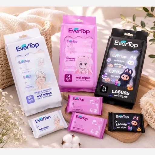 دستمال مرطوب 64 عددی ever top (مشکی (001))