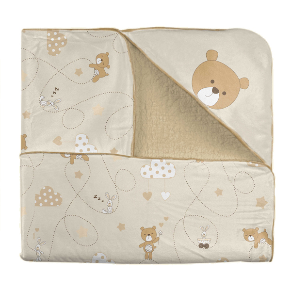 پتو دورپیچ کلاه دار رز برن طرح bear&kite