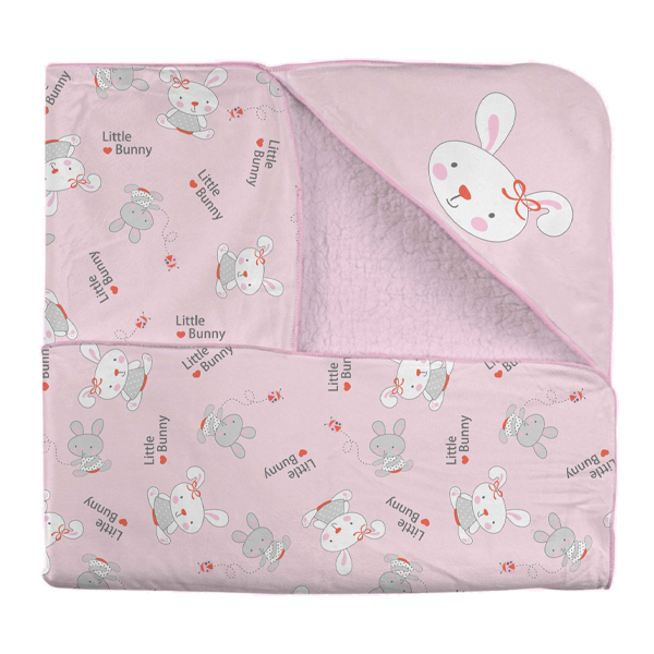 [20371] پتو دورپیچ کلاه دار رز برن طرح little bunny